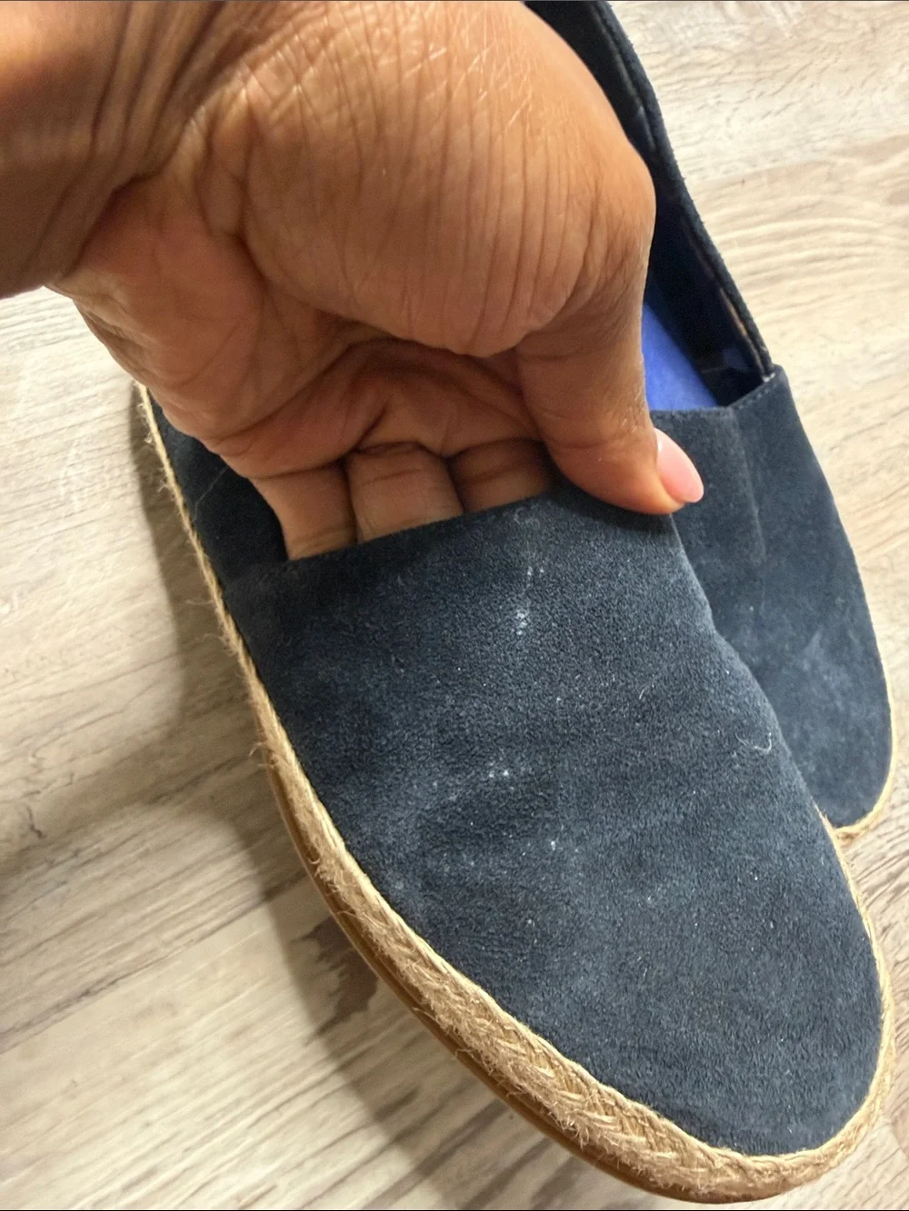 Women’s Blondo Navy Suede Espadrille Flats with Jute Platform Size 6